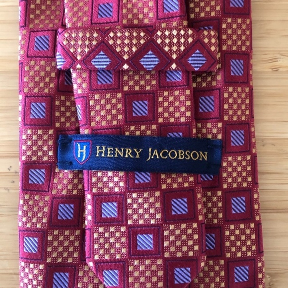 Henry Jacobson Silk Tie In Grapefruit Ruby Red!